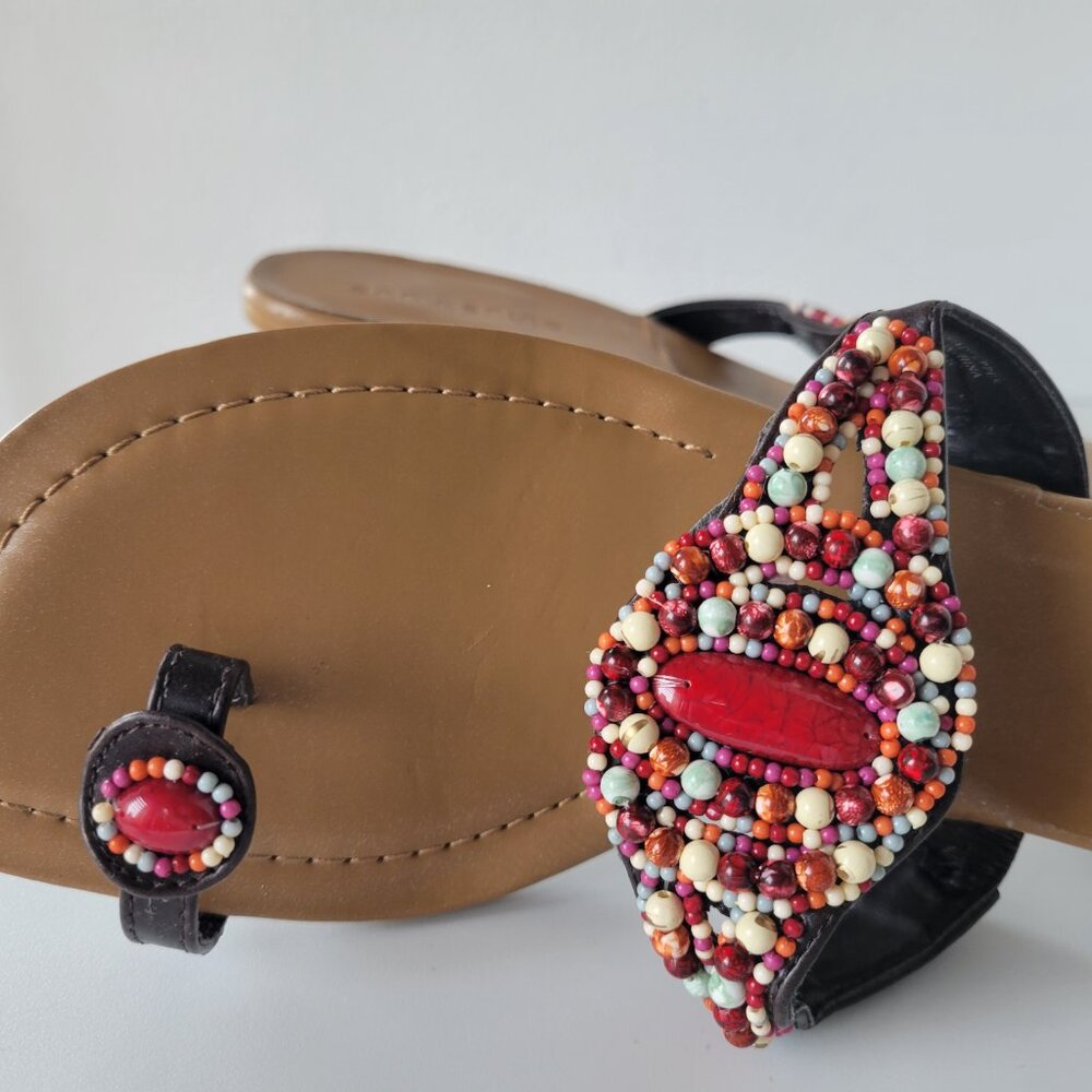 Ann Marino Beaded Bohemian Thong Sandal (Size: 10) - Picture 3 of 7